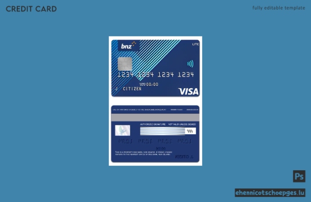 Beispielvorschau der neuseeländischen BNZ Bank Lite Visa-Karte